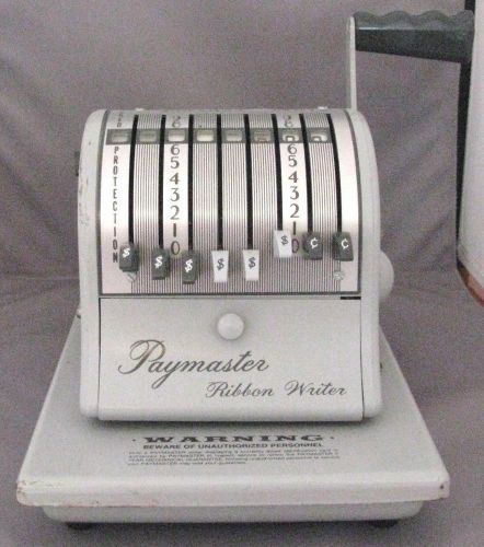 VINTAGE PAYMASTER SERIES 8000 CHECK RIBBON WRITER WITH KEY (VERY GOOD COND)
