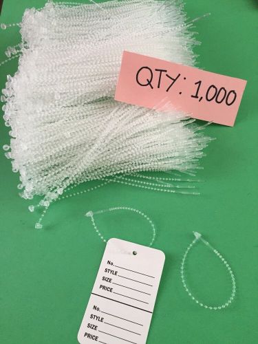 1000 Tie lock 5&#034; Tag Fastener-ADJUSTABLE Security beaded Loop Plastic clear barb
