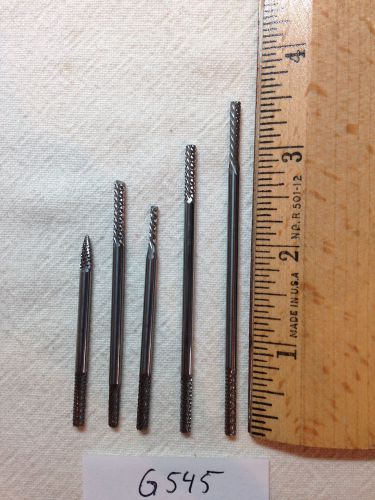 5 NEW 1/8&#034; SHANK CARBIDE BURRS.  DOUBLE END. DOUBLE CUT. LONGS. USA MADE {G545}