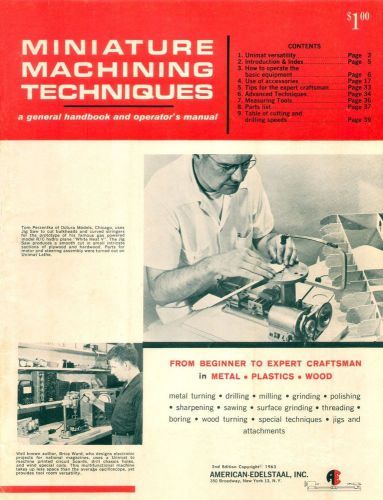 Unimat DB-200 Miniature machining techniques Manual book.