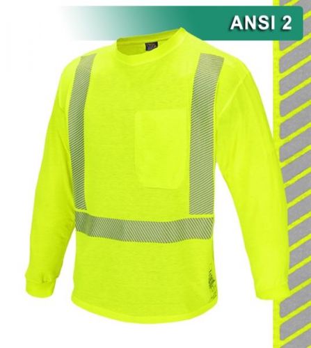 Reflective apparel safety long sleeve hi viz work shirt ansi class 2 vea-201-ct for sale