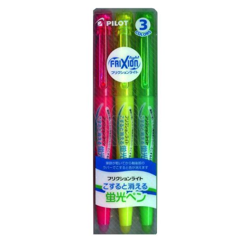 Pilot fluorescent ink light frixion erasable highlighter 3 color set sfl-30sl-3c for sale