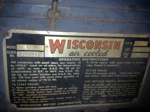 Vtg wisconsin 2 cylinder air cooled motor engine model tf0-local pickup only for sale