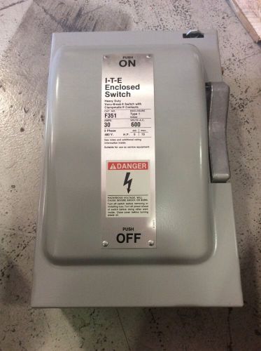 Siemens Heavy Duty Safety Switch F-351 30 Amp 600 Volt 3 Pole Fusible F351