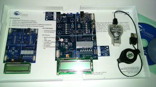 CYPRESS DEVELOPMENT BOARD PSOC KIT PROGRAMMER TOUCH USB LCD RF 2.4GHZ RADIOS