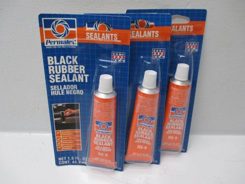 Lot of 3 new permatex rs-9 80338 1.5oz black rubber waterproof sealant for sale