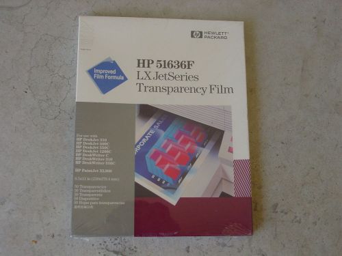 New HP 51636F Transparency Film, Factory Sealed Box, 50 Sheets, 8.5&#034;x11&#034;