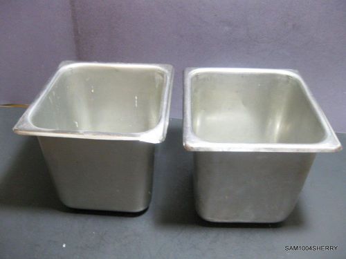 2x stainless steel restaurant food pans warming bins containers 6.5x6x7&#034; for sale