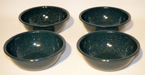 Set of 4 Green Enamelware Granite Cereal Soup Salad Bowl 6&#034;