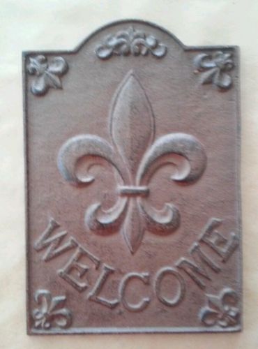 (1),FLEUR DE LIS, CAST IRON WALL PLAQUES, WELCOME SIGN, HOUSE WARMING GIFT