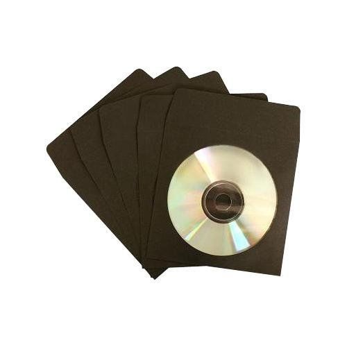 100 Black Paper CD Sleeves with Window &amp; Flap