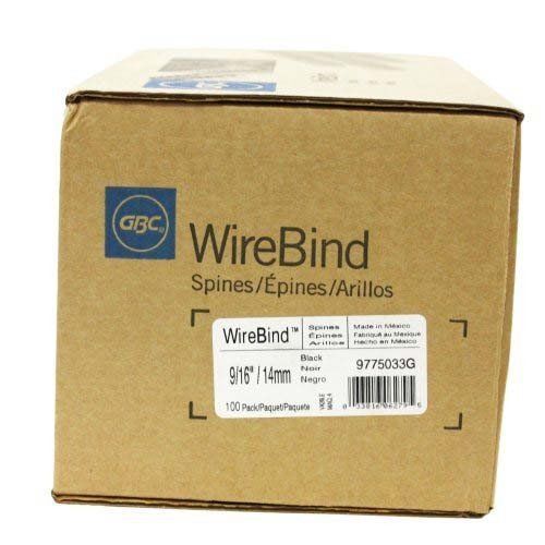New Box of GBC Black WireBind Spines, 100 pieces 033816062795 9/16&#034; /14mm