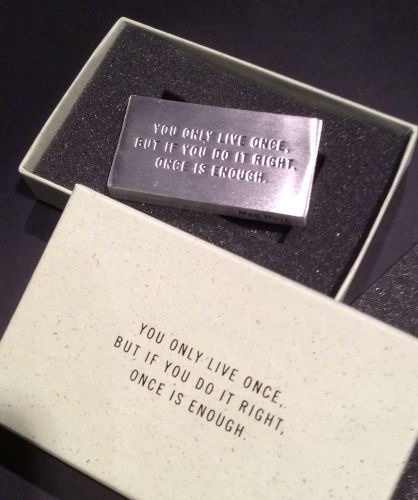 USA made by VILMAIN pewter cast YOU ONLY LIVE ONCE... nib reg 41.00