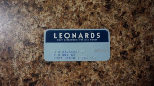 LEONARDS DEPARTMENT STORE RARE VINTAGE CREDIT CARD, HARD TO FIND