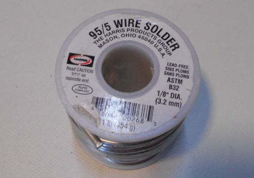 Harris 95/5 wire solder 1/8&#034; dia. 1lbs astm b32 for sale