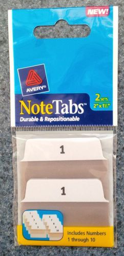 Avery Note Tabs, Numbers: 2 Sets of 1-10, 2 x 1.5 Inches (16301), 20 Tabs Total