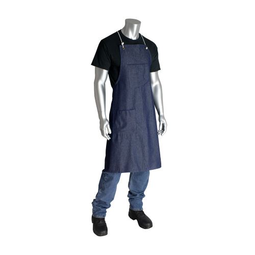 COMMERCIAL GRADE NAVY BLUE DENIM APRON WITH 1 PEN AND HAND POCKET