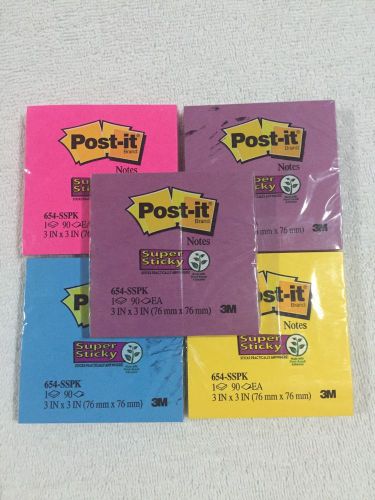 Post-it Notes Super Sticky Notes In Bora Bora Colors 3x3 90/pad 5 Pads