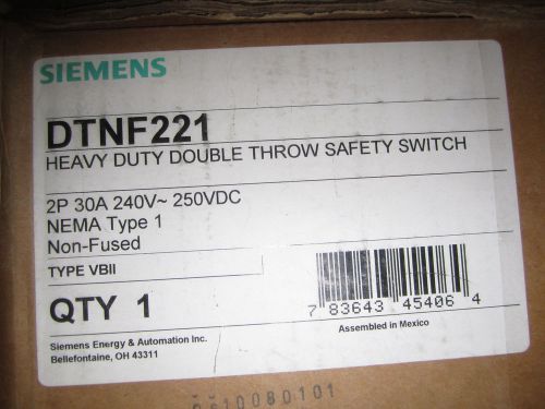 Siemens Heavy Duty Double Throw Saftey Switch DTNF221