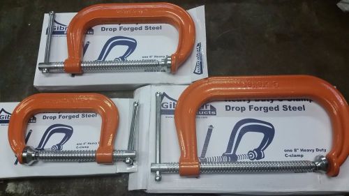 C clamp set 4&#034; 6&#034; 8&#034;  3pc bright orange gibraltar heavy duty drop forged steel for sale