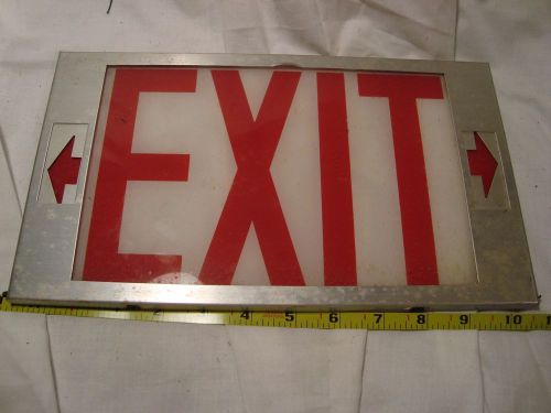 Vintage Red &amp; White Glass EXIT Industrial Lighted Sign
