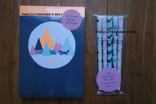 Kikki K MOUNTAINS stationery set NEW 5pk pens and notepad