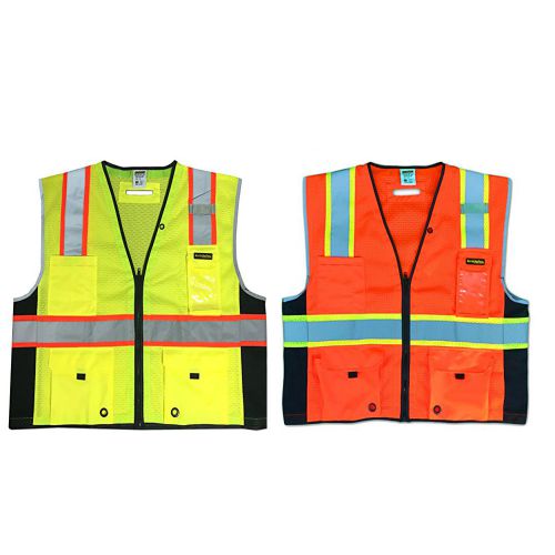 Class 2 Reflective Safety Vest Clear ID pocket D-ring Military Grade ALL SIZES