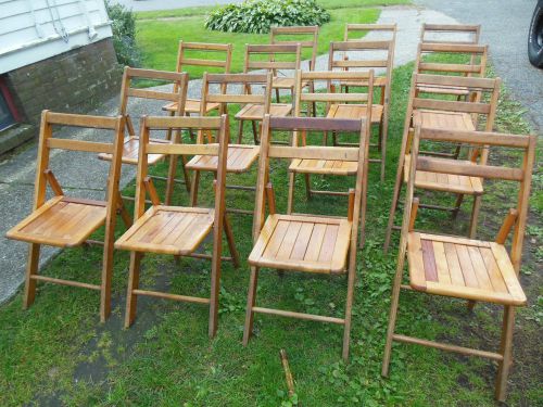 vintage wood folding chairs set of 15 old hall seating Jackson retro for home