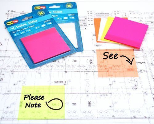 Redi-Tag SeeNote Stickies Transparent Sticky Notes  50-Pack  3 x 3 Inches  Clear