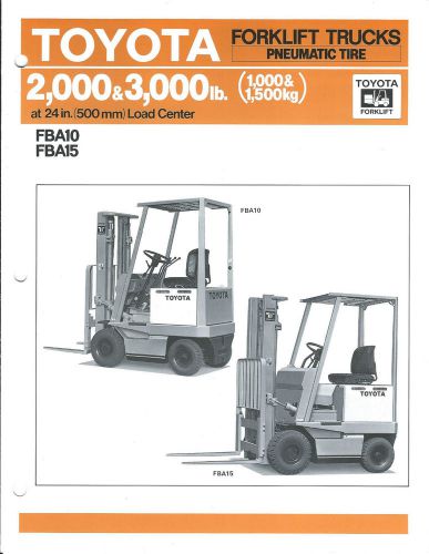 Fork Lift Truck Brochure - Toyota - FBA10 FBA15 - Pneumatic Tire (LT265)