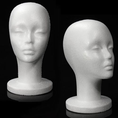 LESS THAN PERFECT MN-433LTP 2 PCS Female Styrofoam Mannequin Head w/ Long Neck