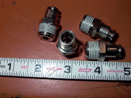 LOT OF FOUR STAINLESS STEEL PUSH ON TUBE FITTINGS    3/8&#034; N P T
