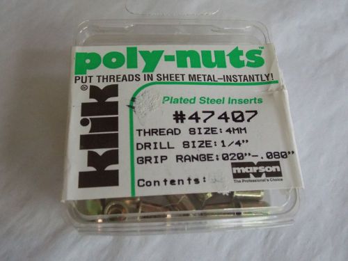 Marson steel poly-nuts 1/4-20 grip range 020-.080 pn 47407 qty 25 for sale