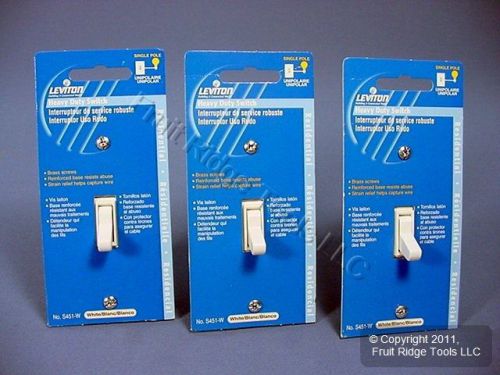 3 leviton white heavy duty toggle wall light switches 15a 120v s451-w for sale