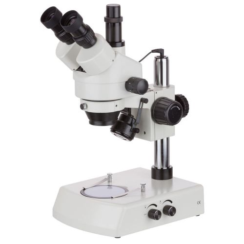 Amscope smdg-2t-led new 7x-45x dual lit led trinocular stereo zoom microscope for sale