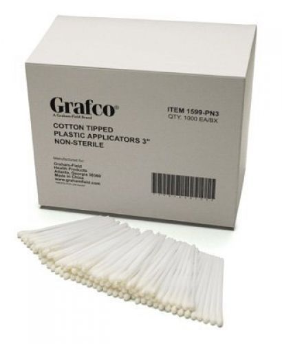 Grafco 1599-PN6 Plastic Cotton-Tipped Plastic Applicators, 6&#034; (Pack of 1000)