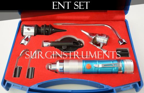 Otoscope &amp; ophthalmoscope - blue - 11 piece ent medical diagnostic set for sale