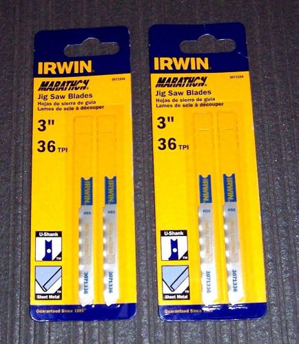 2 ea. 2pk (4 Blades) Irwin 3071336 3&#034; x 36-TPI Sheet Metal Jigsaw Blades