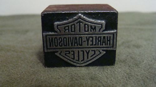 Rare Vintage Harley Davidson Motorcycle Bar &amp; Shield Logo Printing Type Block