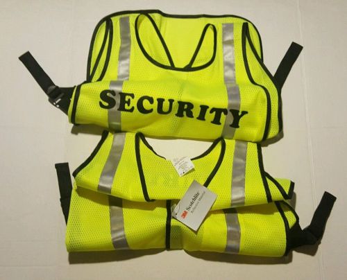 LOT OF 2! 3M SCOTCHLITE REFLECTIVE DAY AND NIGHT VISIBILITY VEST &#034;SECURITY&#034;