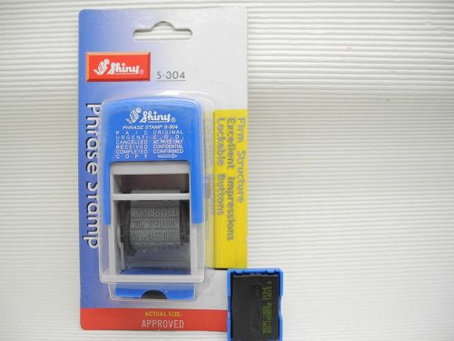 Shiny Printer S-304 Phrase Stamp Set + 1 Free Replacement Ink Pad, BLUE