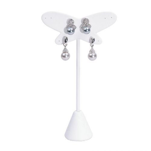 White Faux Leather Butterfly 5 Earring Jewelry Display