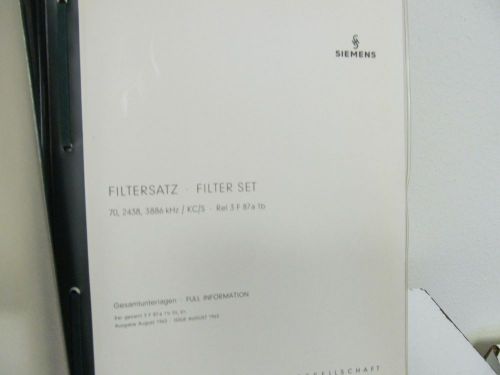 Siemens Filter Set 70, 2438, 3886 kHz/KC/S Operating Manual (German/English)