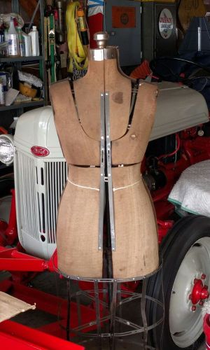 Acme antique industrial vintage mannequin dress form cage cast iron stand for sale