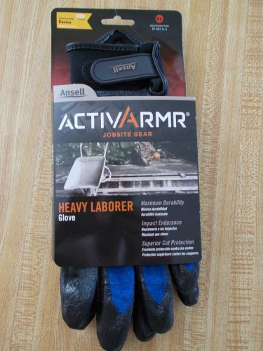 ANSELL ActivArmr Heavy Laborer Gloves 97-003 ~ Kevlar ~ Cut Level 4 ~Size XL