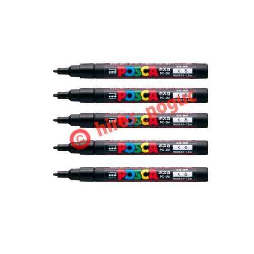 Uni posca paint marker black, 5 pens pc-3m free trackable shipping for sale