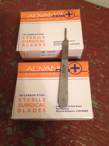 Sterile Surgical Blades 2 Boxes Of 100 Size 15 And 1 Blade Handle
