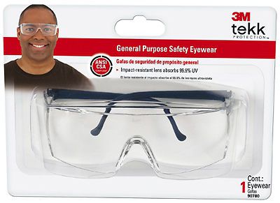 3M Safety Glasses, Black Frame/Clear Lens