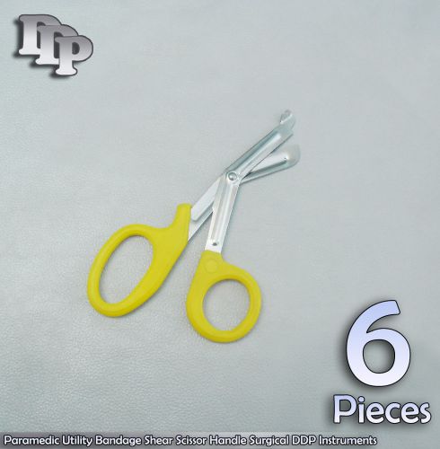 6Pcs Paramedic Utility Bandage Shear Scissor5.5&#034;Yellow Handle Surgical DDP Instr
