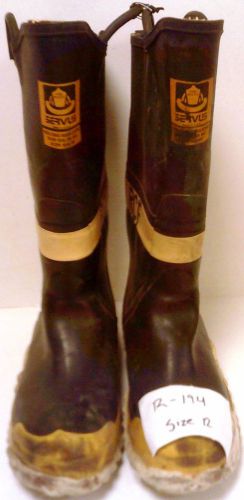 Servus &#034;Fire Boots&#034; Firefighter Turn Out Gear Rubber Boots Steel Toe 12 M  R194